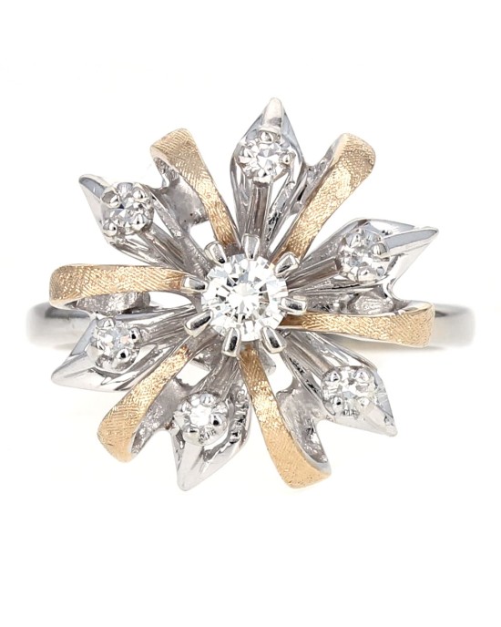 Diamond Cluster Ring in White and Yellow Gold